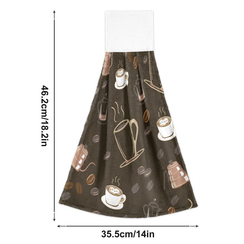 Aslsiy Coffee Cups Hanging Kitchen Towels Autumn Hand Tie Towel Fall Fast Drying Dish Tea Towels for Bath Tabletop Gym Home Decor Set of 2 - Image 3