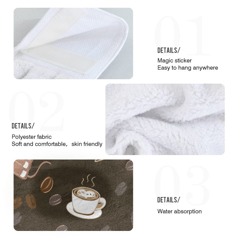 Aslsiy Coffee Cups Hanging Kitchen Towels Autumn Hand Tie Towel Fall Fast Drying Dish Tea Towels for Bath Tabletop Gym Home Decor Set of 2 - Image 5