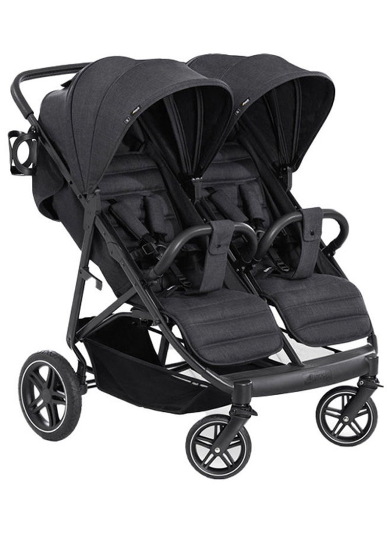 hauck Uptown Duo Twin Push Chair, Melange Blackside By Side Double, 77Cm Wide, Up To 36Kg, Compact, With Raincover - Image 1