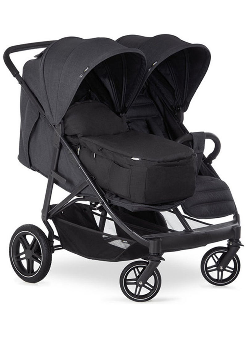 hauck Uptown Duo Twin Push Chair, Melange Blackside By Side Double, 77Cm Wide, Up To 36Kg, Compact, With Raincover - Image 3