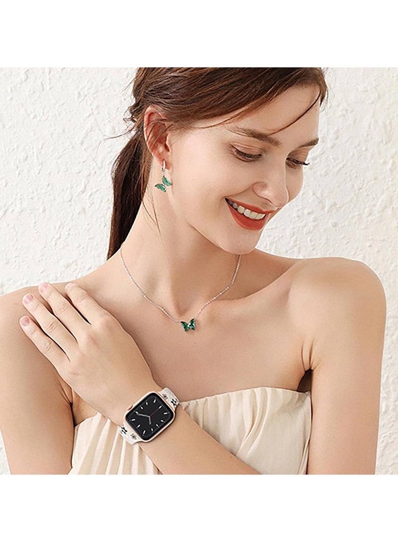 Floral Engraved Bands Compatible with Apple Watch Band 42mm 41mm 40mm 38mm for Women,Cute Flower iWatch Bands Soft Silicone Sport Strap for iWatch Series SE 10 9 8 7 6 5 4 3 Ultra - Image 5