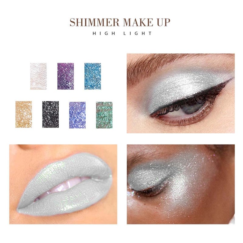 Kilshye Glitter Liquid Eyeshadow Shimmer Eye Shadow Metallic Eyeshadows High Pigment Eyes Shadow Long Lasting Waterproof Eyes Liquid Makeup for Women and Girls Pack of 1 (F- White 1) - Image 3