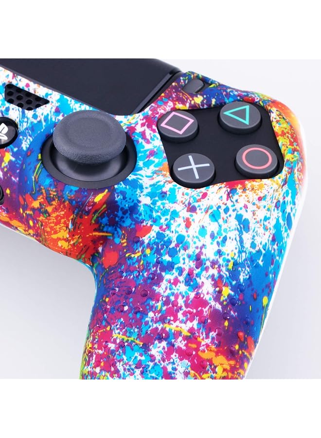 Water Transfer Printing Dots Silicone Cover Skin Case For Sony Ps4/Slim/Pro Dualshock 4 Controller X 1(Spashing Paint) With Thumb Grips X 10 - Image 3