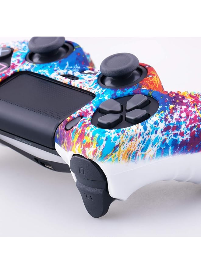 Water Transfer Printing Dots Silicone Cover Skin Case For Sony Ps4/Slim/Pro Dualshock 4 Controller X 1(Spashing Paint) With Thumb Grips X 10 - Image 5