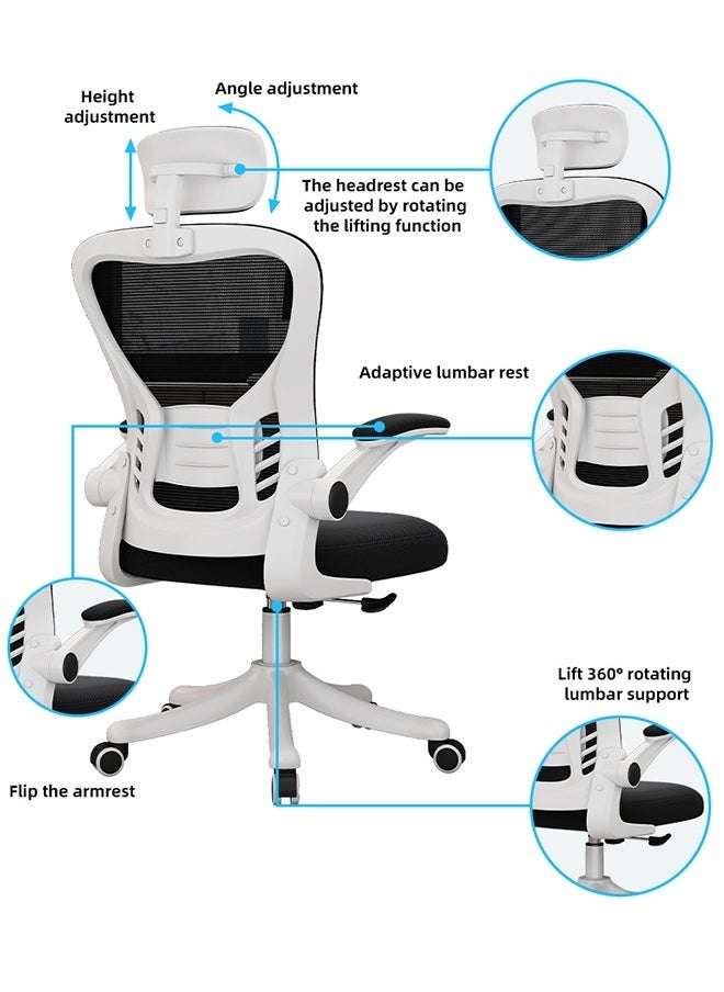 Arabest Ergonomic Office Chair - High Back Desk Chair with Adjustable Lumbar Support, Headrest & 3D Metal Armrest - 130°Rocking Mesh Computer Chair - Image 2