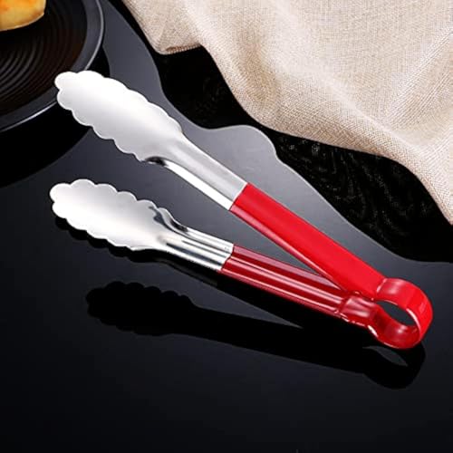 Giffy® 9 inch Vinyl Coated Handle Barbecue Grill BBQ Tongs Stainless Steel Fruits Food Tong Kitchen Cooking Tools for Home Office and Hotel Kitchen Use | Men and Women - Image 1