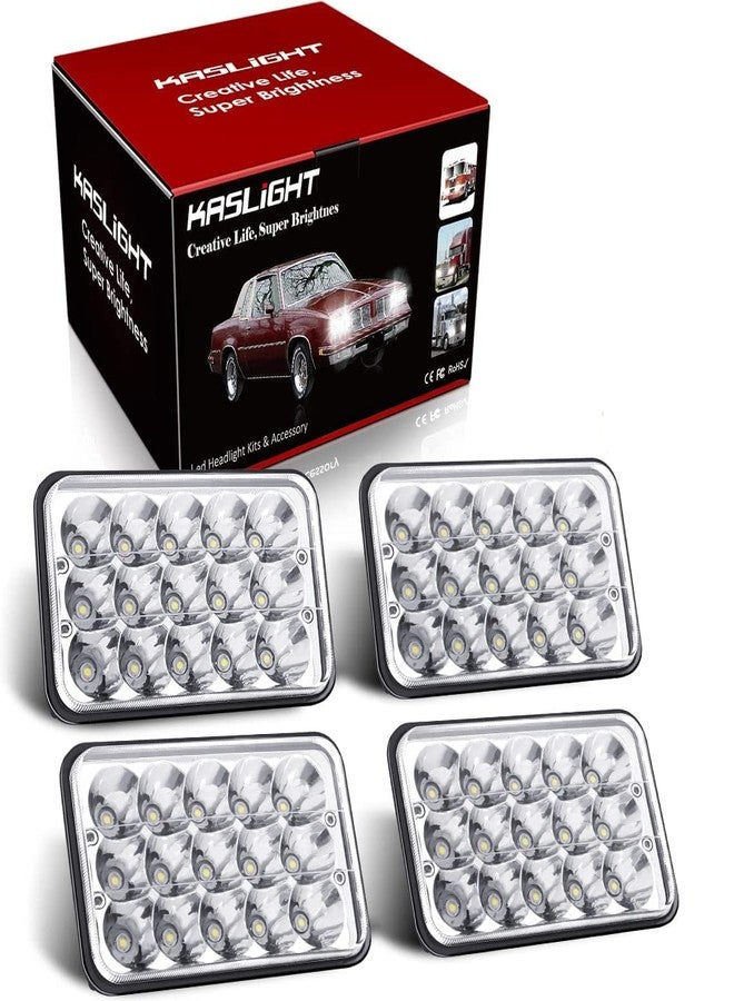 KASLIGHT 4pcs 4x6 LED Headlights, Rectangular 4x6 Headlights LED H4666 Peterbilt LED Headlights 379, H4656 LED Headlights 4651 for Kenworth Freightinger Ford Probe Chevrolet Oldsmobile Cutlass - Image 1