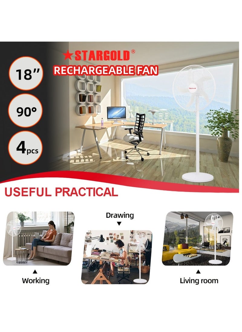 Stargold 18 Inch Rechargeable Oscillating Fan Table Fan Wall Fan Floor Fan Ceiling Fan With 4 SMD LED Light - Image 2