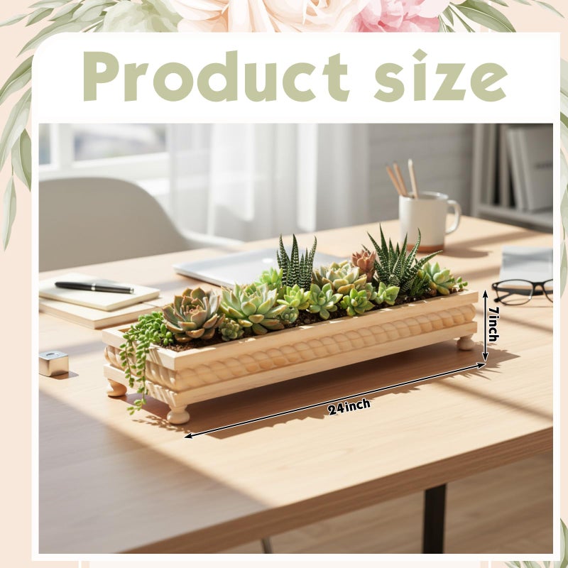 AceOrbit 24" Large Long Wooden Dough Bowl, Spring Decorative Wooden Tables Centerpiece Tray, Riser Rustic Dough Bowl, Modern Farmhouse Centerpiece Tray for Table Living Room Dining Gift(Original Wood) - Image 4