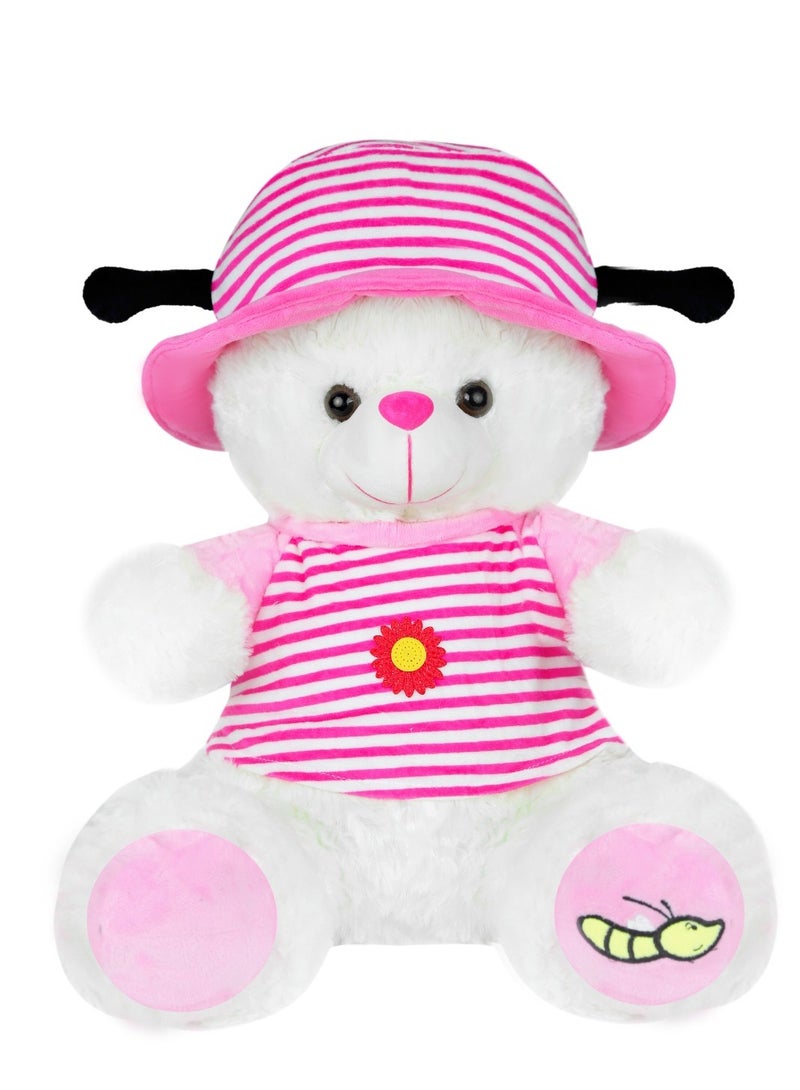Magnolia Elegant bear with striped T-shirt and hat, 40 cm from Magnolia Toys - a wonderful toy for children |  And huggable | Perfect for playtime, bedtime and gifts | Durable and cuddly  - Image 2