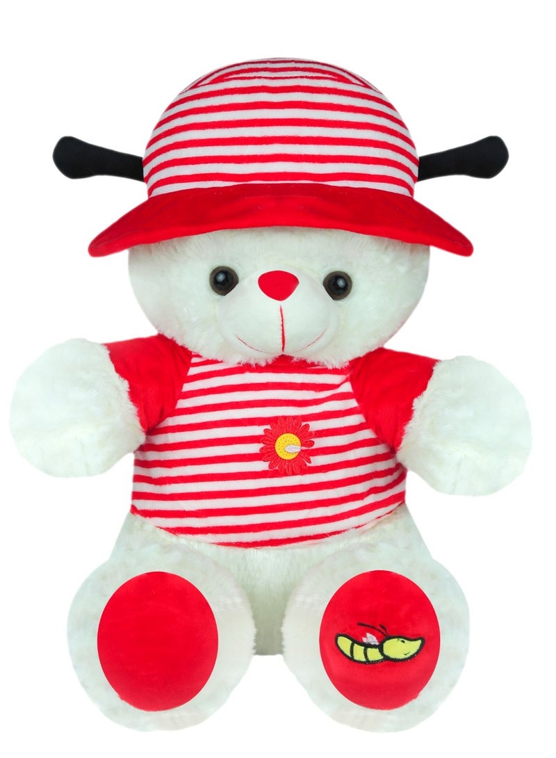 Magnolia Elegant bear with striped T-shirt and hat, 40 cm from Magnolia Toys - a wonderful toy for children |  And huggable | Perfect for playtime, bedtime and gifts | Durable and cuddly  - Image 3