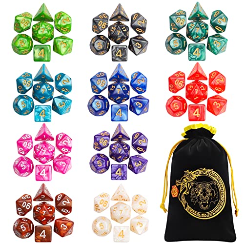 CiaraQ Polyhedral Dice Set - DND Role Playing Dice for Dungeons and Dragons RPG Table Games, Multi-Color, 70pcs - Image 1