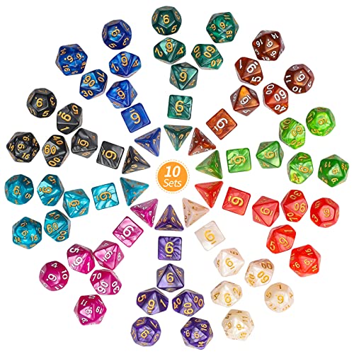 CiaraQ Polyhedral Dice Set - DND Role Playing Dice for Dungeons and Dragons RPG Table Games, Multi-Color, 70pcs - Image 2