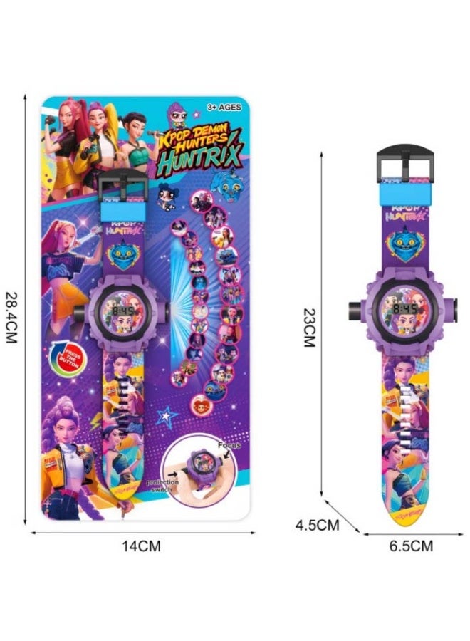 Kpop شيطان صيادين "HUNTRIX"3D كرتون مشرق الإسقاط ساعة,قابل للتعديل,مشرق,شاشة رقمية - 24 الصور,وقت العرض,أزياء الأطفال,هدايا لعبة الأطفال - Image 5