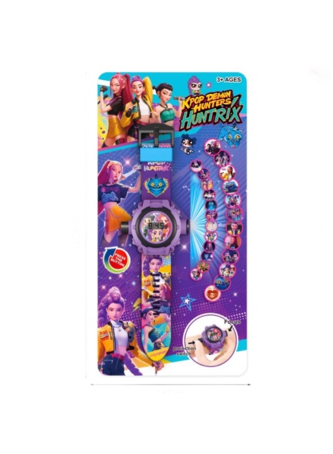 Kpop شيطان صيادين "HUNTRIX"3D كرتون مشرق الإسقاط ساعة,قابل للتعديل,مشرق,شاشة رقمية - 24 الصور,وقت العرض,أزياء الأطفال,هدايا لعبة الأطفال - Image 4