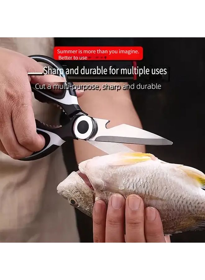 Heavy Duty Professional Kitchen Shears Black Sharp Stainless Steel Food Scissors With Non Slip Grip For Meat Fish Bones Vegetables Packages Ergonomic Handle Easy Clean Design Multipurpose Culinary Cutting Tool - Image 4