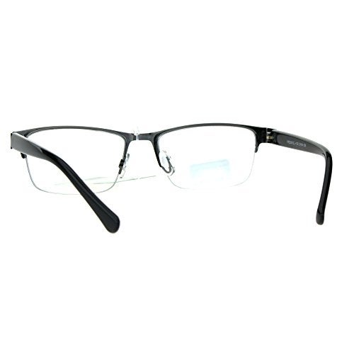 SA106 Mens Half Metal Rim Rectangular Multi 3 Power Focus Progressive Reading Glasses Gunmetal +2.0 - Image 4