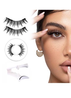Magnetic Eyelashes Reusable Dual Magnetic Lashes without Eyeliner Natural Look Magnetic Eyelashes with Applicator False Eyelashes No Glue Magnetic Lashes