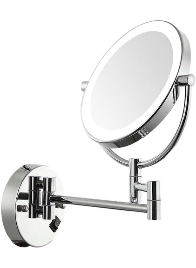 YD Wall Mounted LED Makeup Mirror with Adjustable Arm Double Sided Magnifying Mirror for Bathroom Vanity Shaving Cosmetic Mirror Energy Saving Lighted Mirror for Home Hotel Salon Use - Image 2