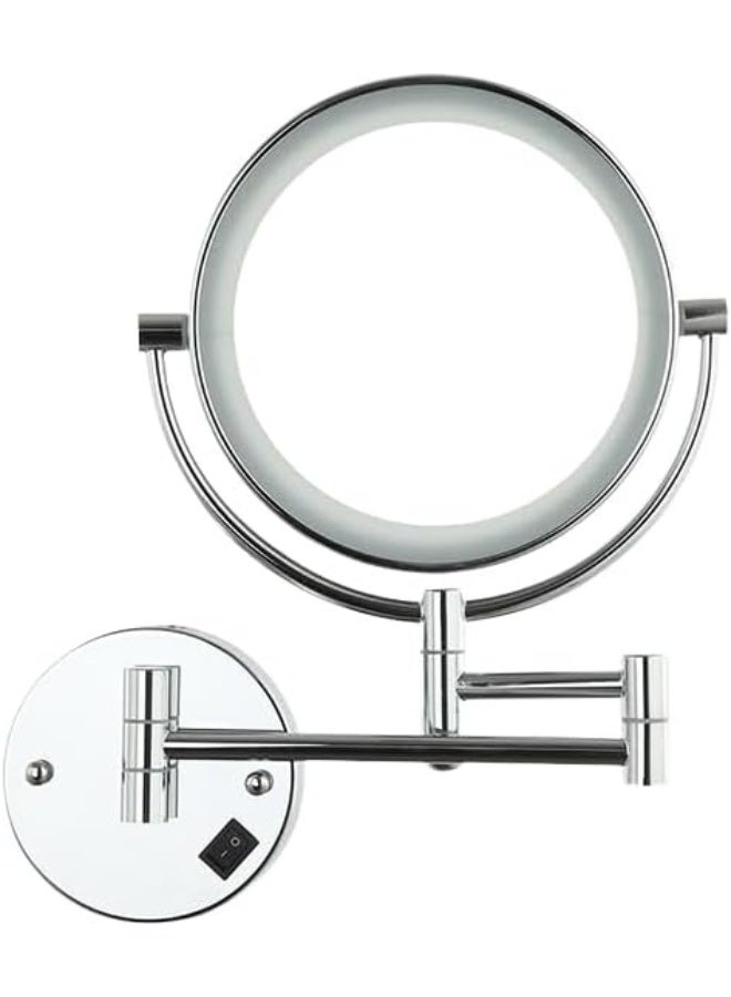 YD Wall Mounted LED Makeup Mirror with Adjustable Arm Double Sided Magnifying Mirror for Bathroom Vanity Shaving Cosmetic Mirror Energy Saving Lighted Mirror for Home Hotel Salon Use - Image 1
