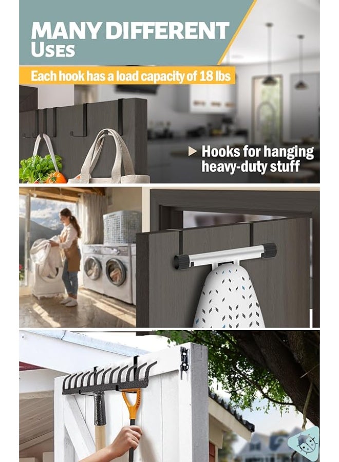 PTTIMFFM 10 Pack Over The Door Hooks, Dual Sided Steel Design, Slim Metal Hangers with Anti Scratch Pads, Ideal for Towels, Wreaths, and Travel Organization （Black）  - Image 3