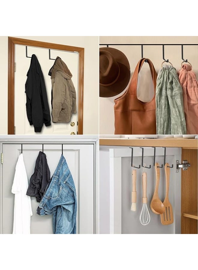 PTTIMFFM 10 Pack Over The Door Hooks, Dual Sided Steel Design, Slim Metal Hangers with Anti Scratch Pads, Ideal for Towels, Wreaths, and Travel Organization （Black）  - Image 5