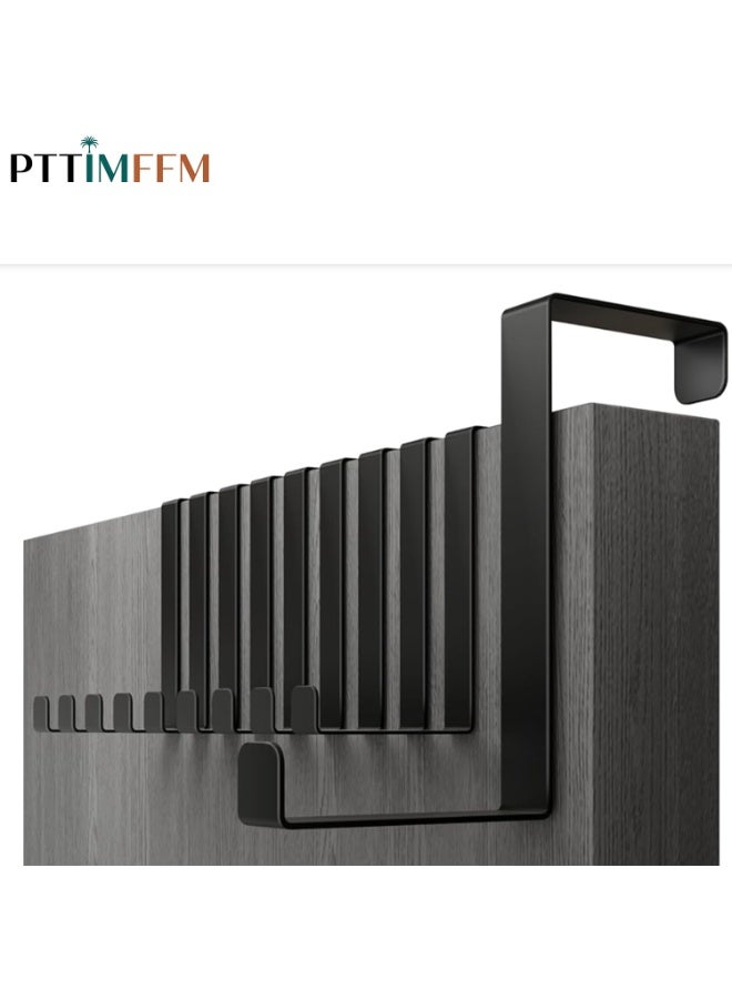 PTTIMFFM 10 Pack Over The Door Hooks, Dual Sided Steel Design, Slim Metal Hangers with Anti Scratch Pads, Ideal for Towels, Wreaths, and Travel Organization （Black）  - Image 1