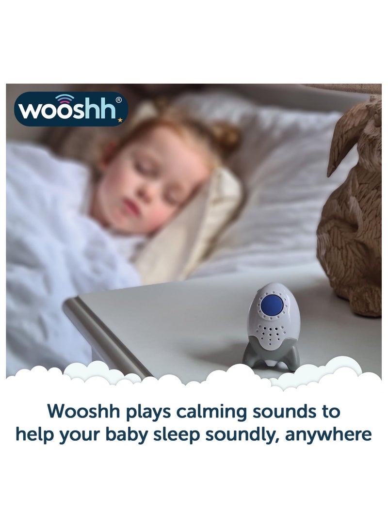 ROCKIT Wooshh Noice Machine for Baby -  Baby Sleep Soother Rechargeable Sound Machine with 8 Calming Sounds and 4 Volume Levels. Stand, Clip or Strap it. You can take it with You Everywhere, White - Image 2