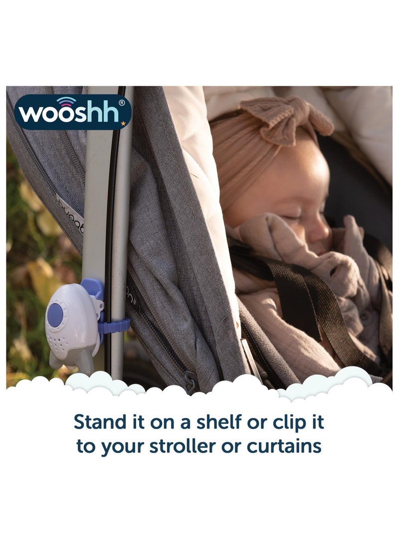 ROCKIT Wooshh Noice Machine for Baby -  Baby Sleep Soother Rechargeable Sound Machine with 8 Calming Sounds and 4 Volume Levels. Stand, Clip or Strap it. You can take it with You Everywhere, White - Image 4