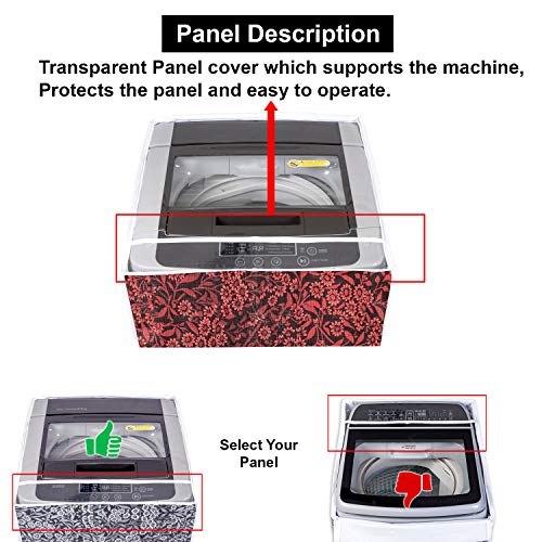 Classic® Top Load Washing Machine Cover Suitable for LG 8 Kg, 8.5 Kg, 9 Kg, 9.5 Kg, 10 Kg (63cmsX63cmsX93cms, Red Flower) - Image 4