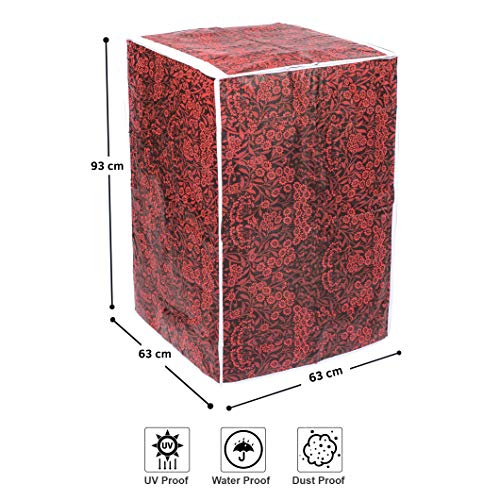 Classic® Top Load Washing Machine Cover Suitable for LG 8 Kg, 8.5 Kg, 9 Kg, 9.5 Kg, 10 Kg (63cmsX63cmsX93cms, Red Flower) - Image 5