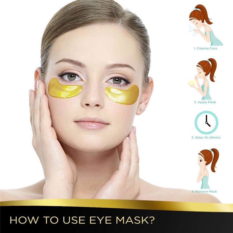 Ruzzut Under Eye Patches - 30 Pairs 24K Gold Moisturizing Under Eye Mask, Anti Aging Collagen Eye Masks Skincare Eye Patches for Puffy Eyes and Dark Circles, Gold - Image 3