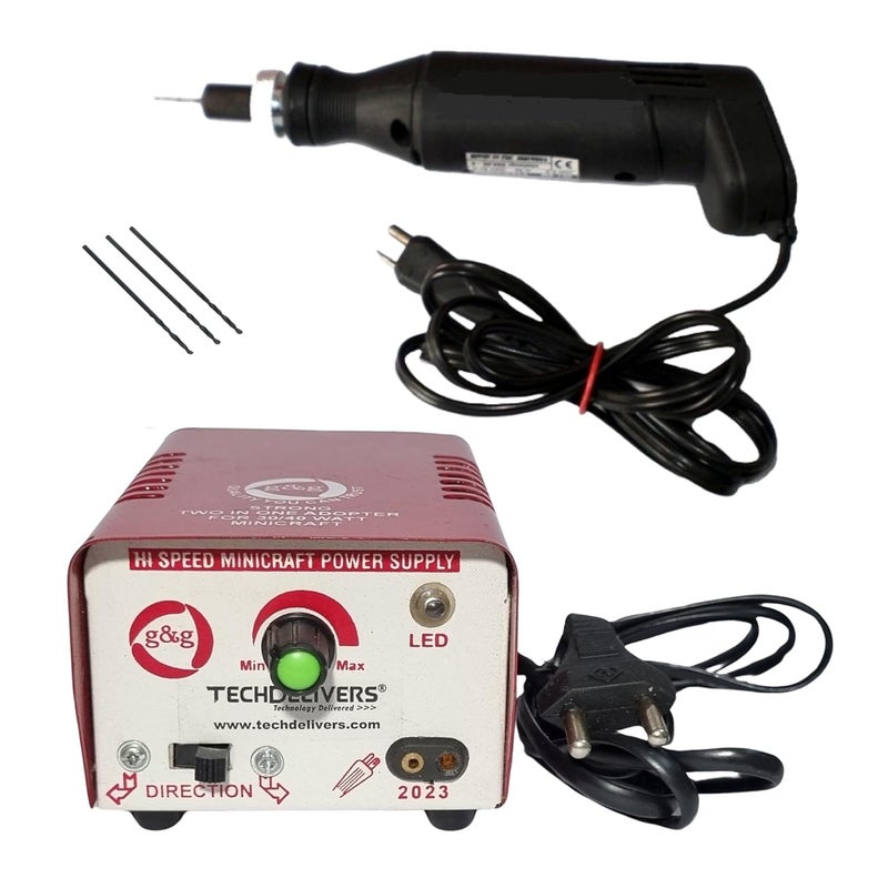 TECHDELIVERS PCB drilling machine Rotary Tool MB130 with Transformer Power Supply Bits Set - Image 1