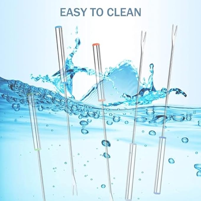 SWIUKPHE Stainless Steel Fondue Forks ColorCoded Cheese Fondue Fork Stainless Steel Fruit Fondue Forks With HeatBlocking Handle For Chocolate Fountain Cheese Hot Pot Becue 6 Pack 95 Inch - Image 1