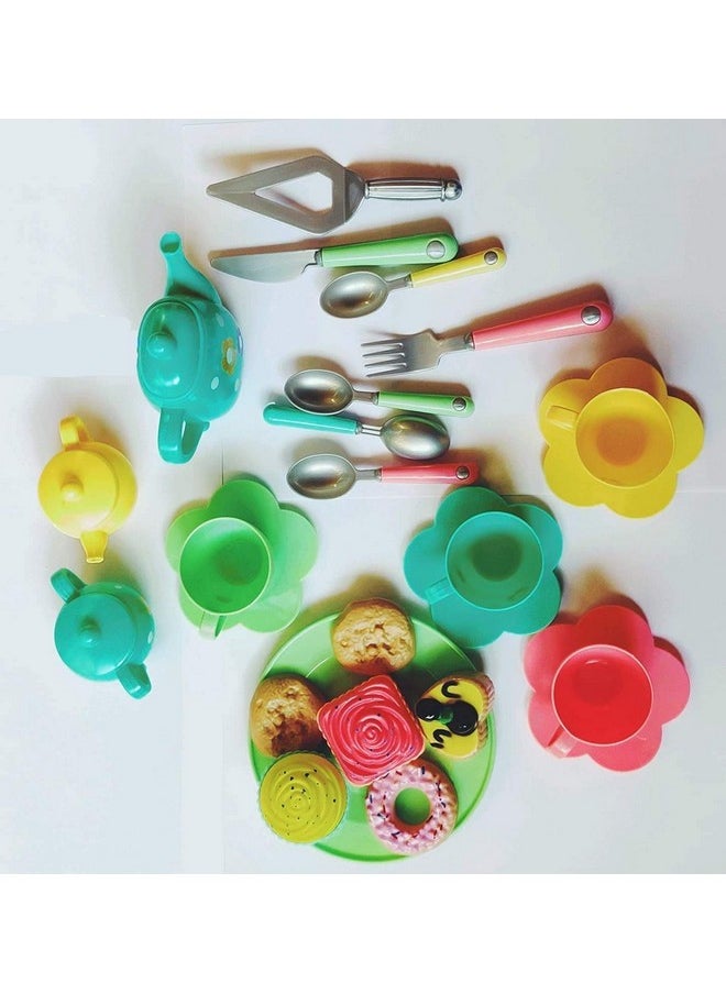 Famous Quality Famous Quality Colorful Tea Party Pretend Play Plastic Kitchen Utensils Play Set for Kids,3 Years Old - Multi Color  - Image 4