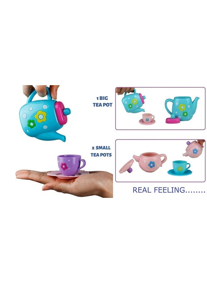 Famous Quality Famous Quality Colorful Tea Party Pretend Play Plastic Kitchen Utensils Play Set for Kids,3 Years Old - Multi Color  - Image 3