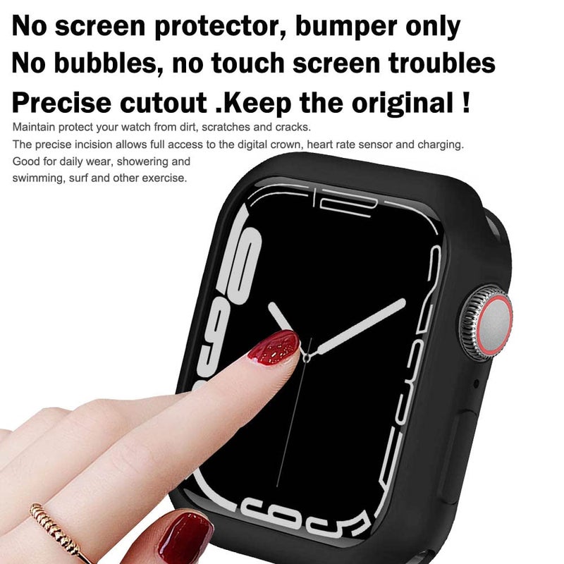 BOTOMALL Compatible with Apple Watch Bumper Case 45mm Series 9 Series 8 Series 7 Soft Flexible TPU Thin Lightweight Protective Cover for iWatch [NO Front Screen Protector] - Image 2