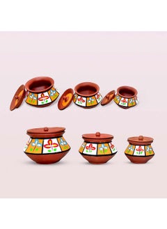 Meliaura Meliaura Earthenware Terracotta Painted Handi set of 3 Medium  - Image 1