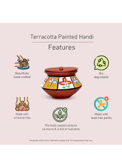Meliaura Meliaura Earthenware Terracotta Painted Handi set of 3 Medium  - Image 2