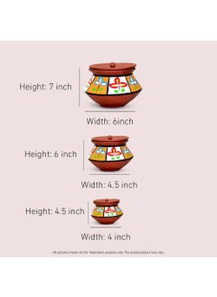 Meliaura Meliaura Earthenware Terracotta Painted Handi set of 3 Medium  - Image 4