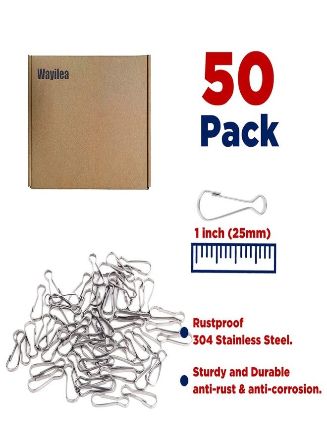 Wayilea 50pcs Stainless Steel Spring Lanyard Hooks for ID Card Key Chain Tag, 1 Inch（25mm Snap Buckles Clip for Wallets Purse Zipper Pull Badge Holder Keyring Clasp Plant Hanger DIY Craft - Image 2
