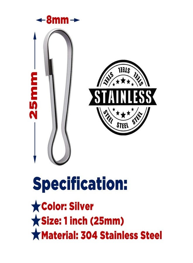 Wayilea 50pcs Stainless Steel Spring Lanyard Hooks for ID Card Key Chain Tag, 1 Inch（25mm Snap Buckles Clip for Wallets Purse Zipper Pull Badge Holder Keyring Clasp Plant Hanger DIY Craft - Image 3