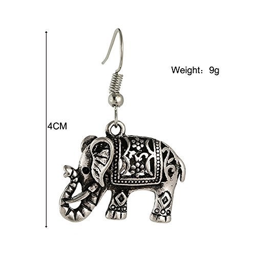 UHANGETH UHANGEHT Ancient Silver Boho Retro Animals Carve Elephants Drop Dangle Earrings (Elephants) - Image 2