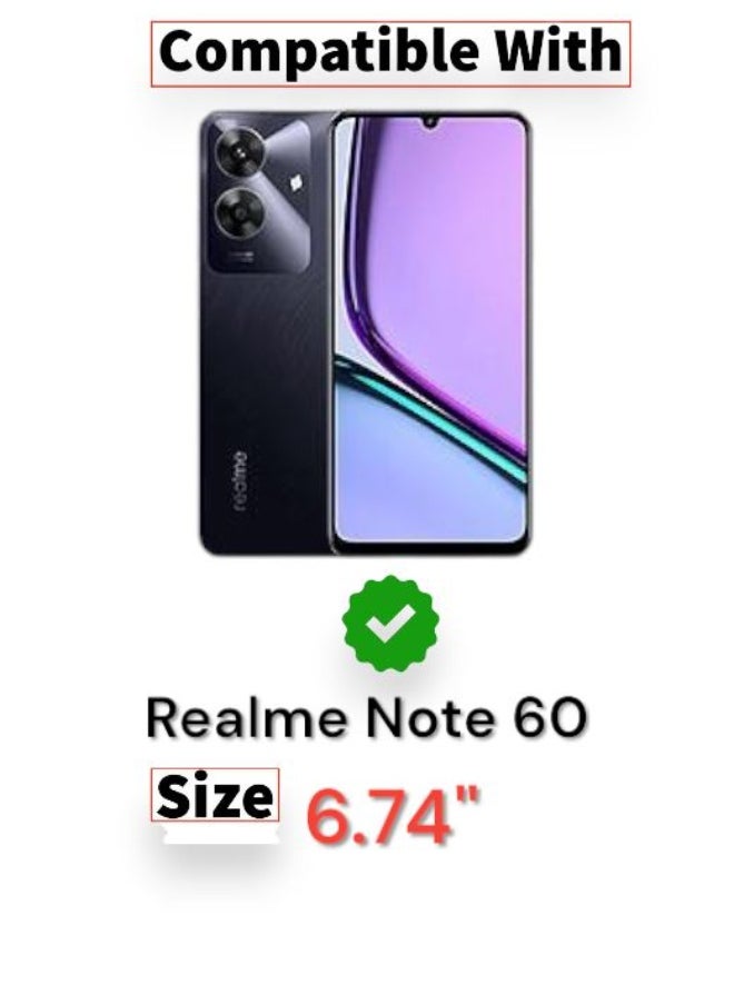 For Realme Note 60 Two-line design Flip Leather Wallet Card Slot Case with Kickstand,Strap Magnetic Closure,Included Internal Tpu Silicone Case,Compatible with Realme Note 60 (6.74'') (Blue)