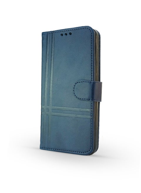 For Realme Note 60 Two-line design Flip Leather Wallet Card Slot Case with Kickstand,Strap Magnetic Closure,Included Internal Tpu Silicone Case,Compatible with Realme Note 60 (6.74'') (Blue)