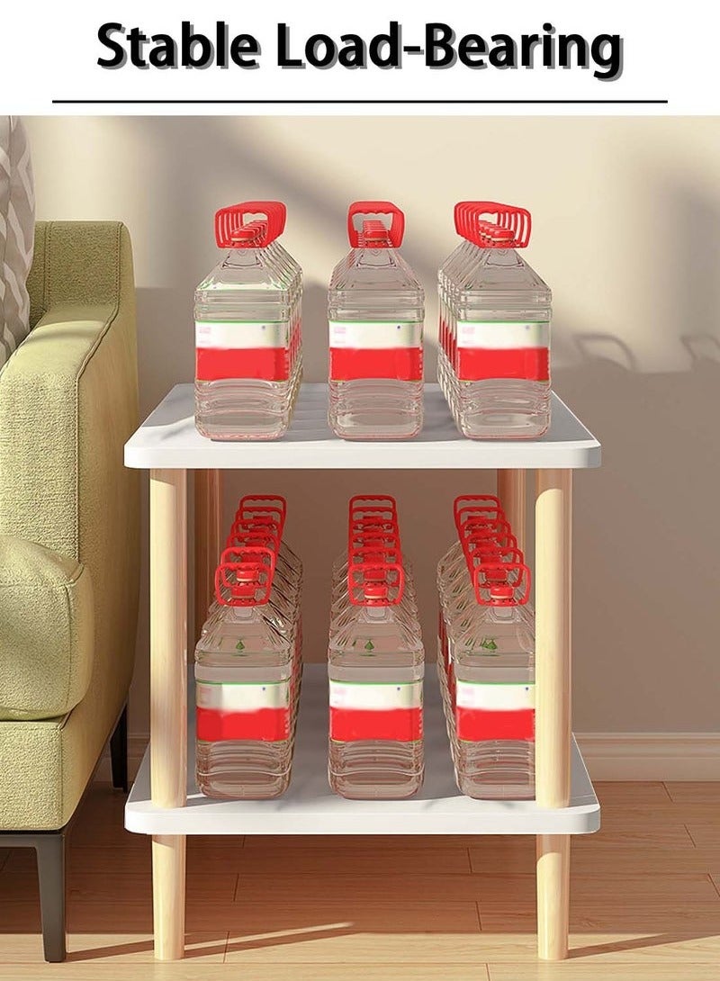 JOGAMS Double Tier End Side Table Modern Coffee Table with MDF Board and Solid Wood Legs for Living Room and Bedroom No Tools Assembly Marble White - Image 4