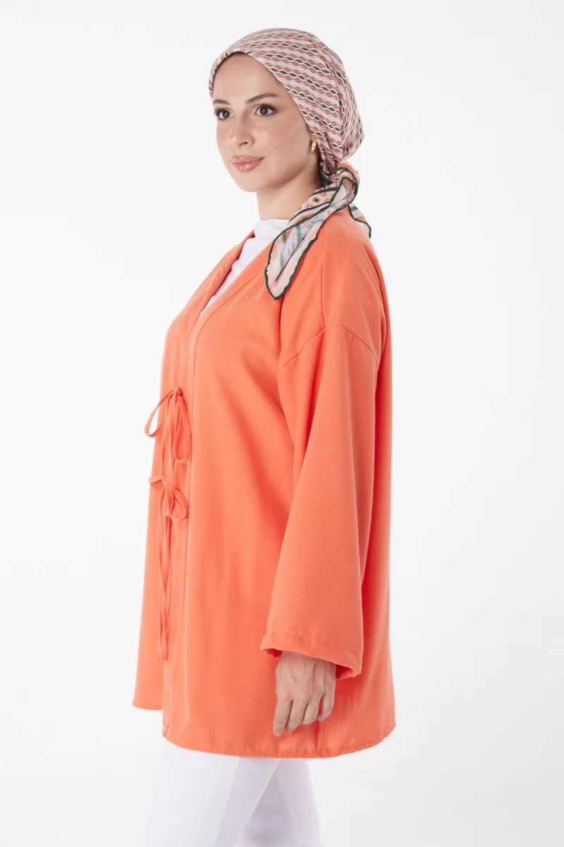 Tofisa Women's Orange Laced Kimono Plain Medium - 26141