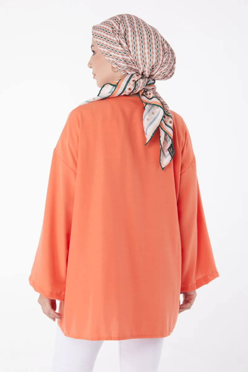 Tofisa Women's Orange Laced Kimono Plain Medium - 26141