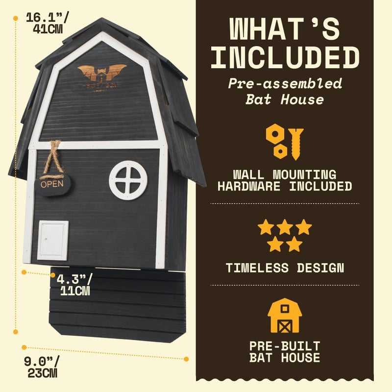 WildYard Big Bat Box - Bat Barn Junior 2 Chamber, Compact Bat House for Outside - Artificial Roost Kit for Wall-Mount - Bat Houses for Backyards - Image 3