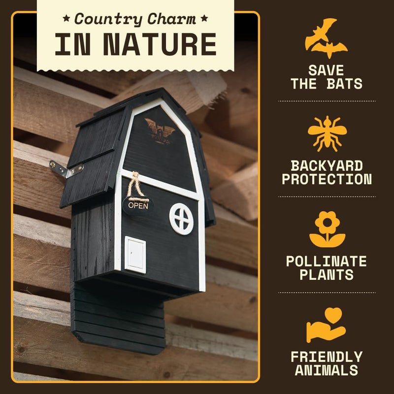 WildYard Big Bat Box - Bat Barn Junior 2 Chamber, Compact Bat House for Outside - Artificial Roost Kit for Wall-Mount - Bat Houses for Backyards - Image 1